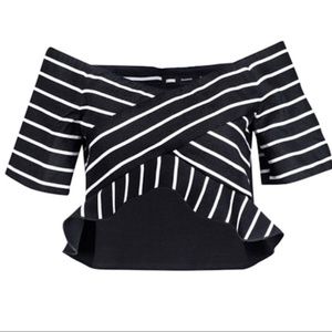 Proenza Schouler striped off the shoulder crop top SZ 2